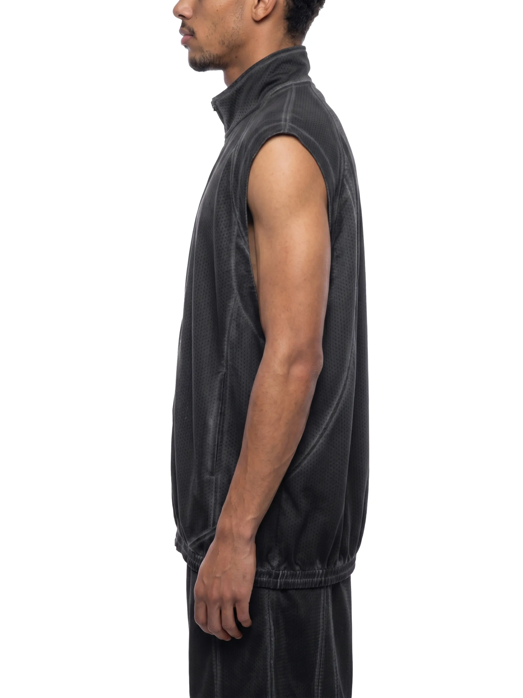Unisex Vintage Wash Mesh Full-Zip Vest