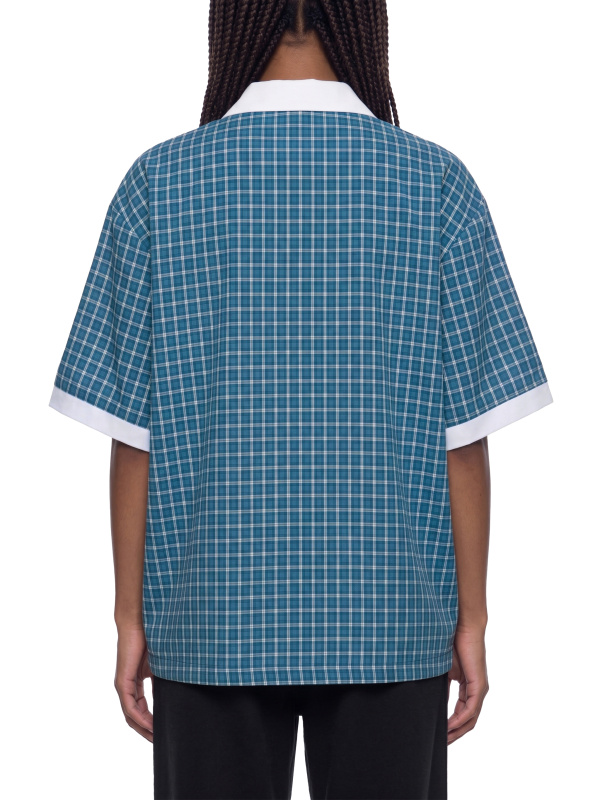 Unisex Boxy Plaid Color Block Polo Shirt