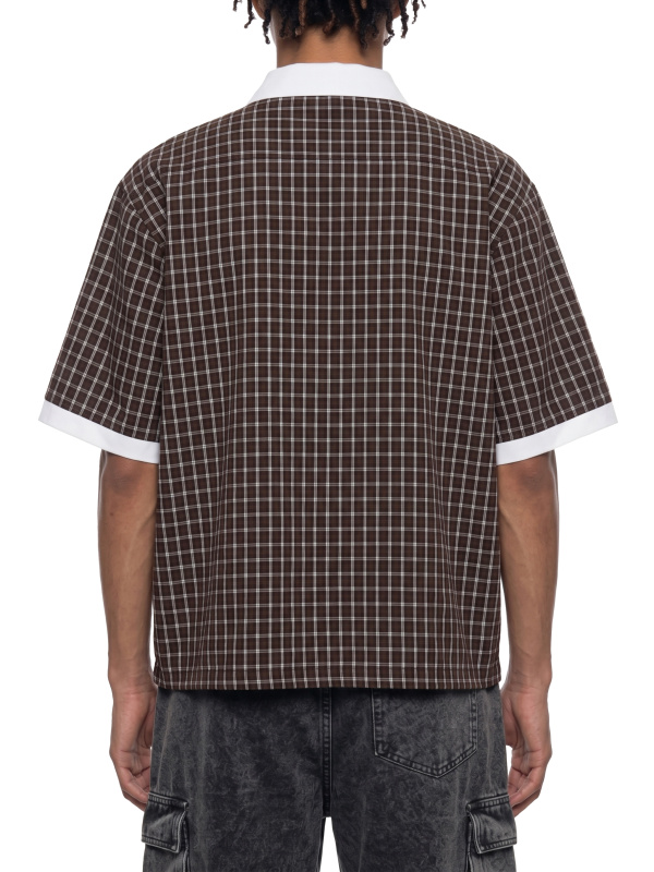 Unisex Boxy Plaid Color Block Polo Shirt