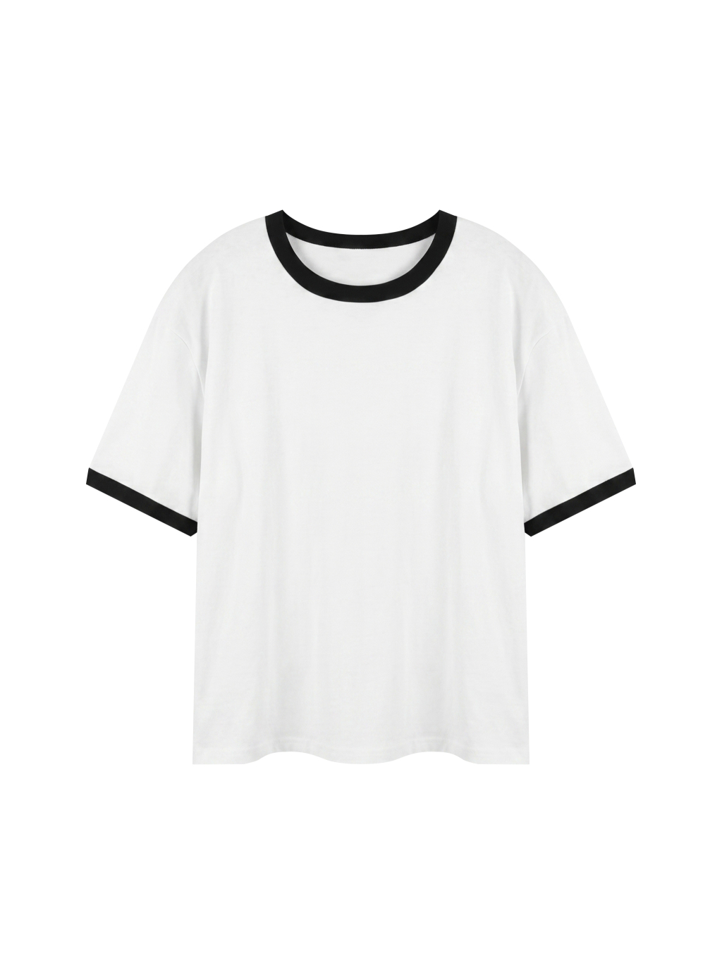 Contrast Edge Ribbed Crewneck T-Shirt - Main Image