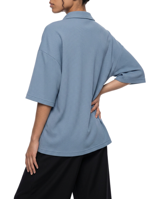 Unisex Vintage Wash Waffle Boxy Polo Shirt
