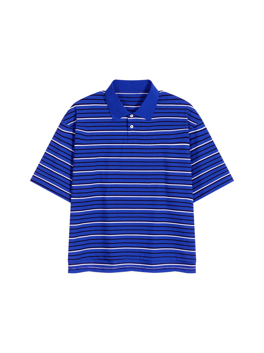 Unisex Striped Boxy Collared Polo Shirt - Main Image