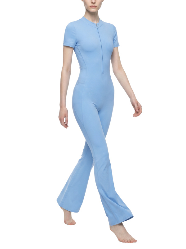 Women’s Tight Flared Leg Quarter-Zip Jumpsuit