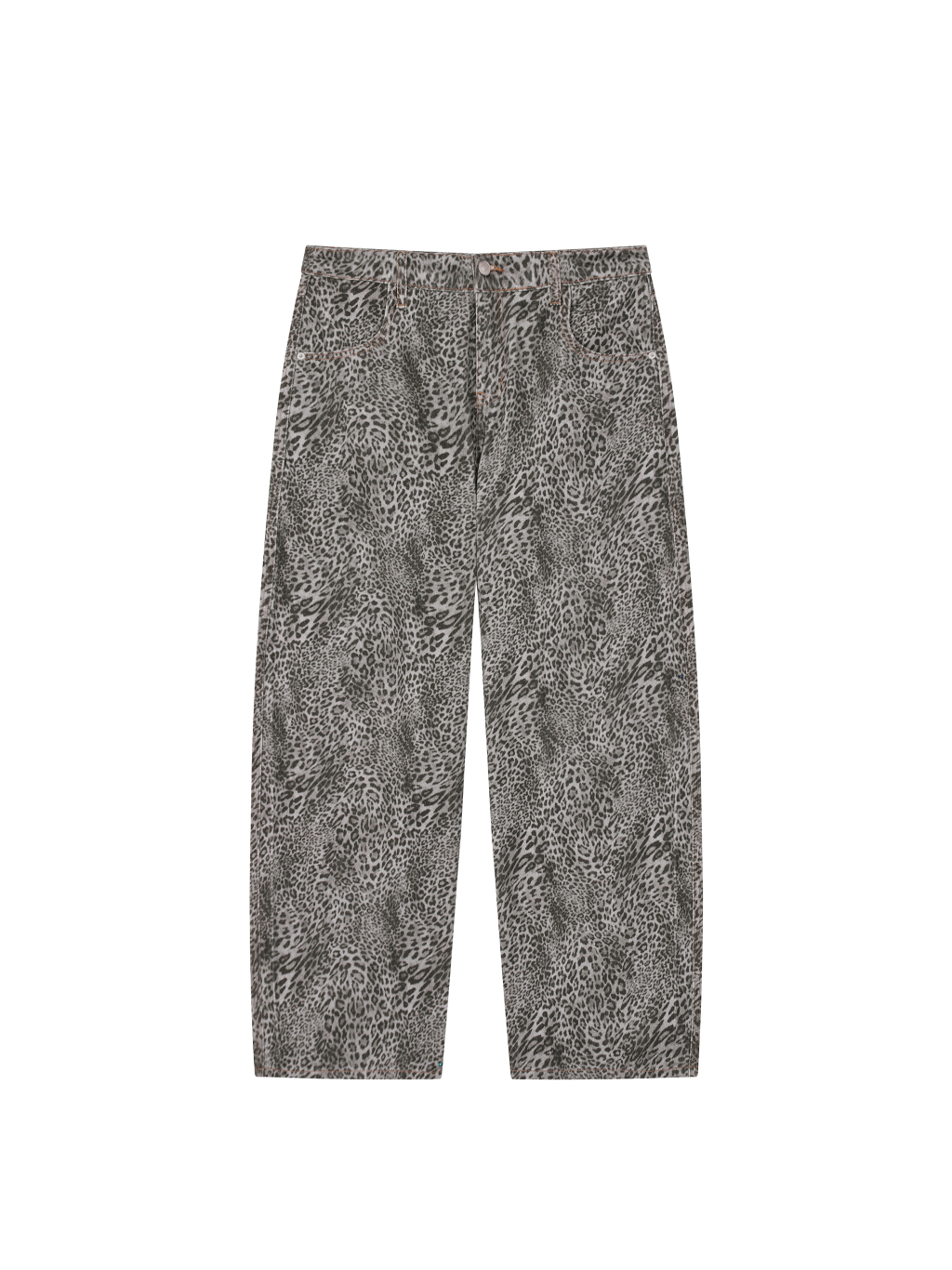 Unisex Vintage Wash Leopard Wide Leg Jeans - Main Image