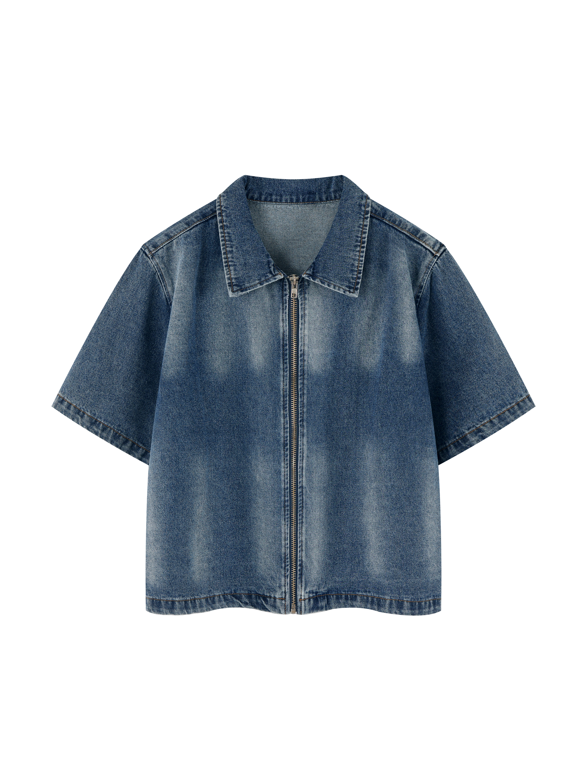 トップス WASHEDFINXTWILLSHIRTA25ASO1TN Unisex Vintage Washed Full-Zip Denim Shirt #UT0141 | TAPSTITCH