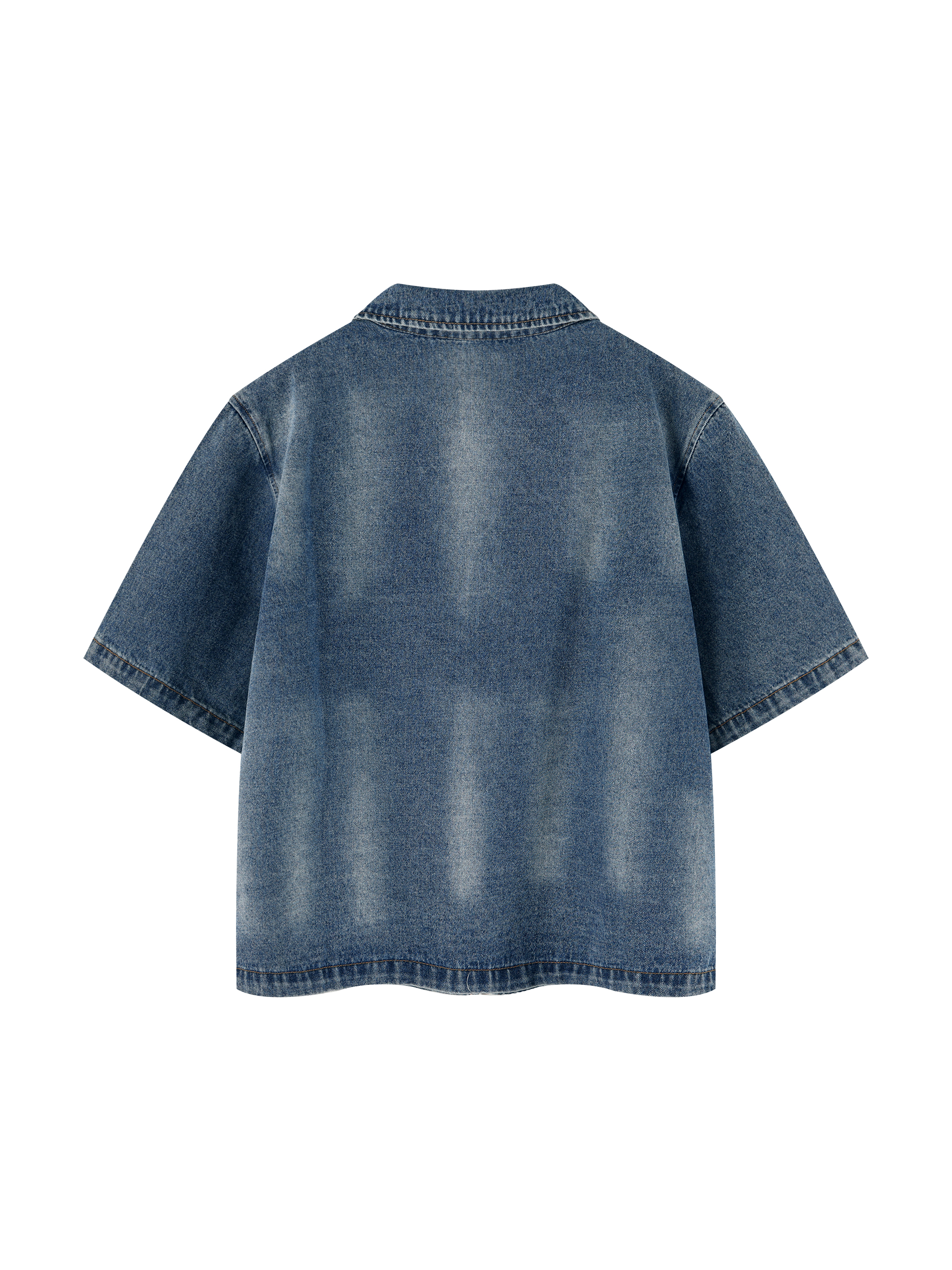トップス Bootleggers Full dipped denim shirt L Unisex Vintage Washed Full-Zip Denim Shirt #UT0141 | TAPSTITCH