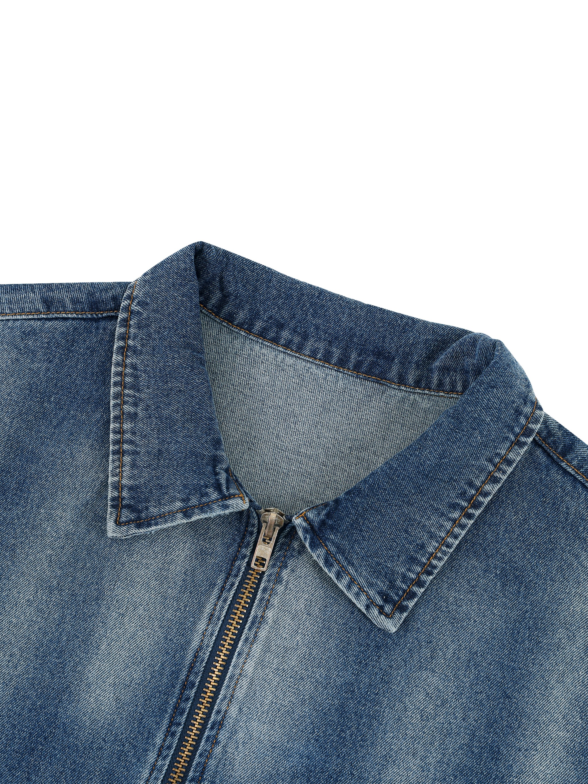 Unisex Vintage Washed Full-Zip Denim Shirt #UT0141 | TAPSTITCH