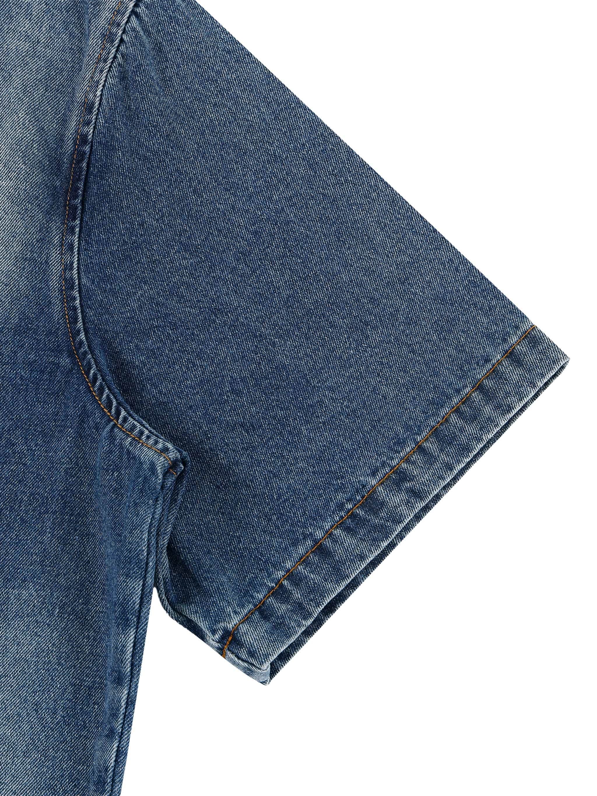 Unisex Vintage Washed Full-Zip Denim Shirt #UT0141 | TAPSTITCH