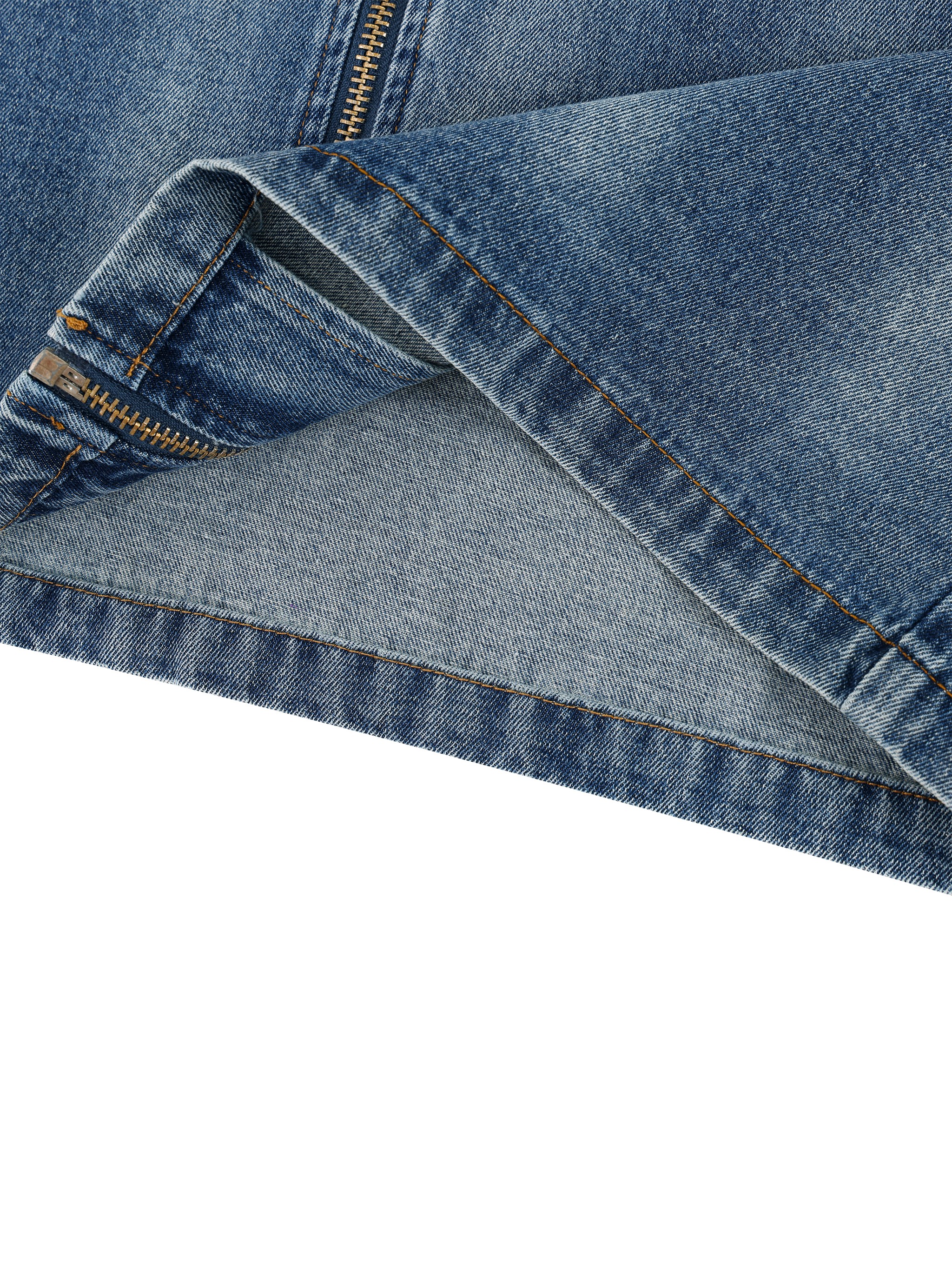 Unisex Vintage Washed Full-Zip Denim Shirt #UT0141 | TAPSTITCH