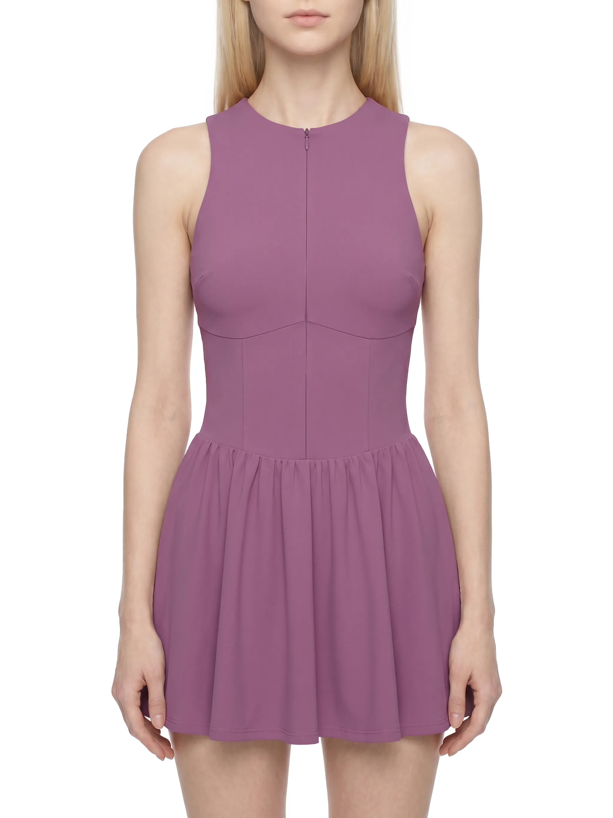 Women’s Ruched Sleeveless Full-Zip Dress