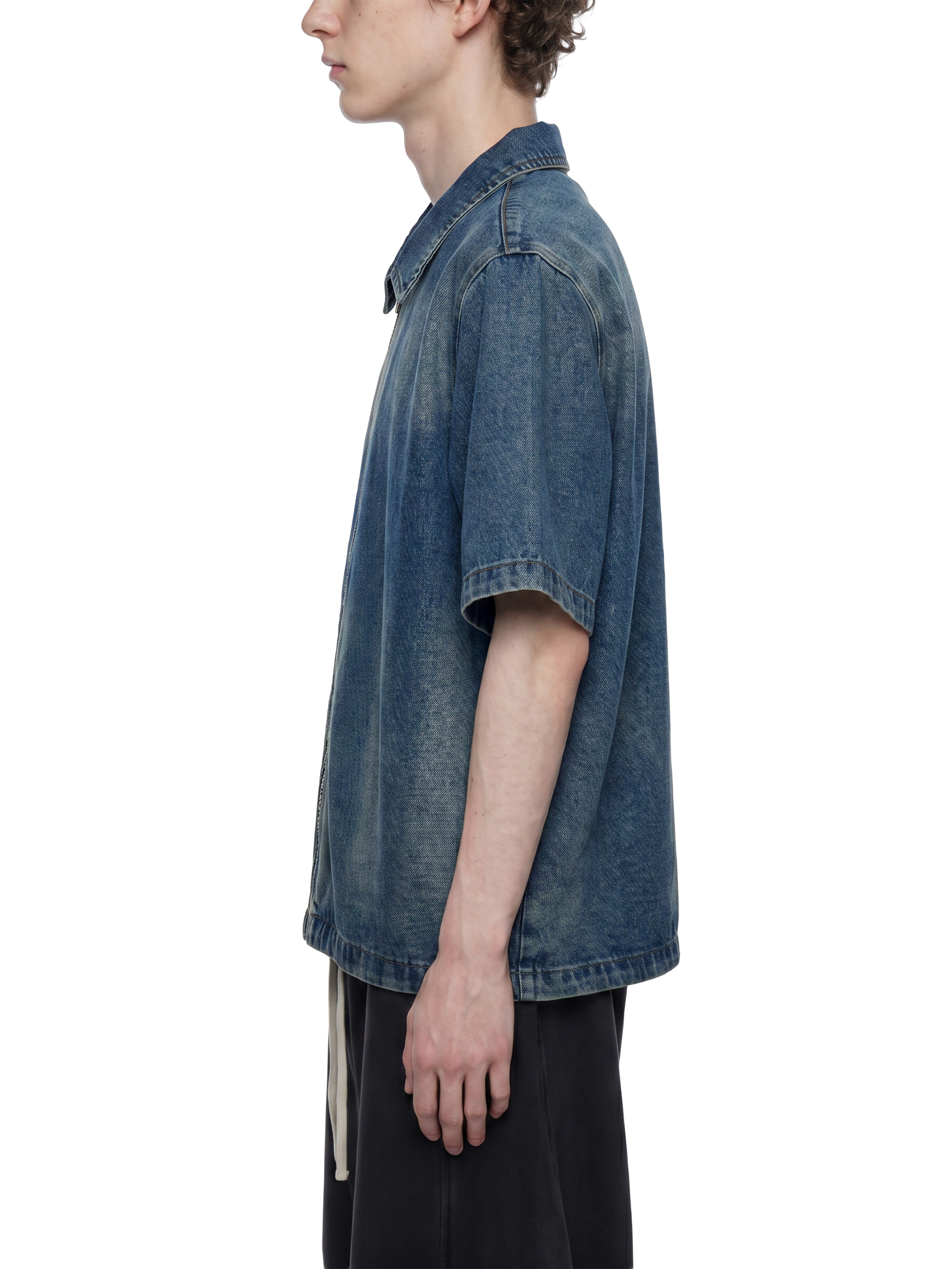 Unisex Vintage Washed Full-Zip Denim Shirt #UT0141 | TAPSTITCH