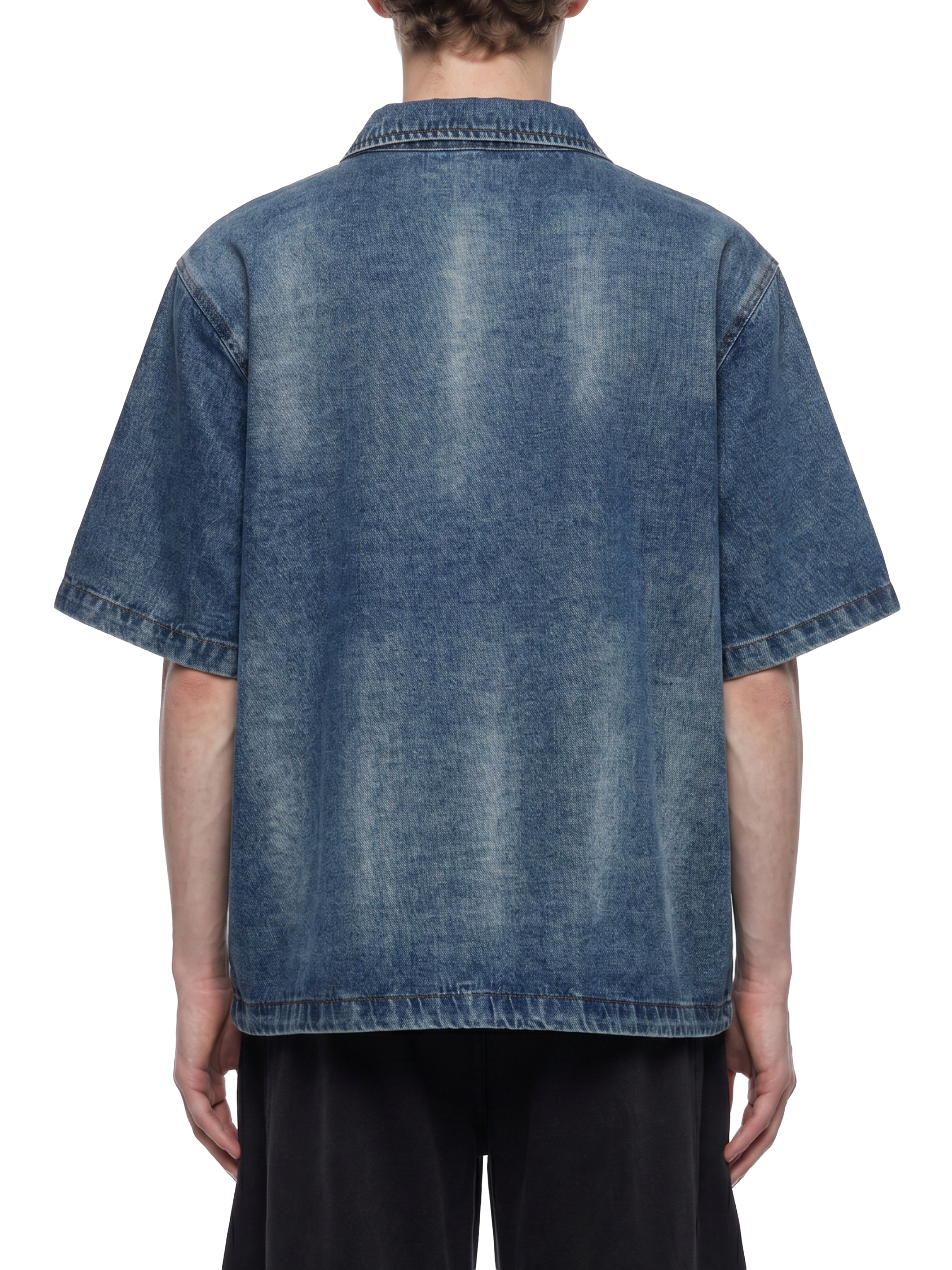 Unisex Vintage Washed Full-Zip Denim Shirt #UT0141 | TAPSTITCH