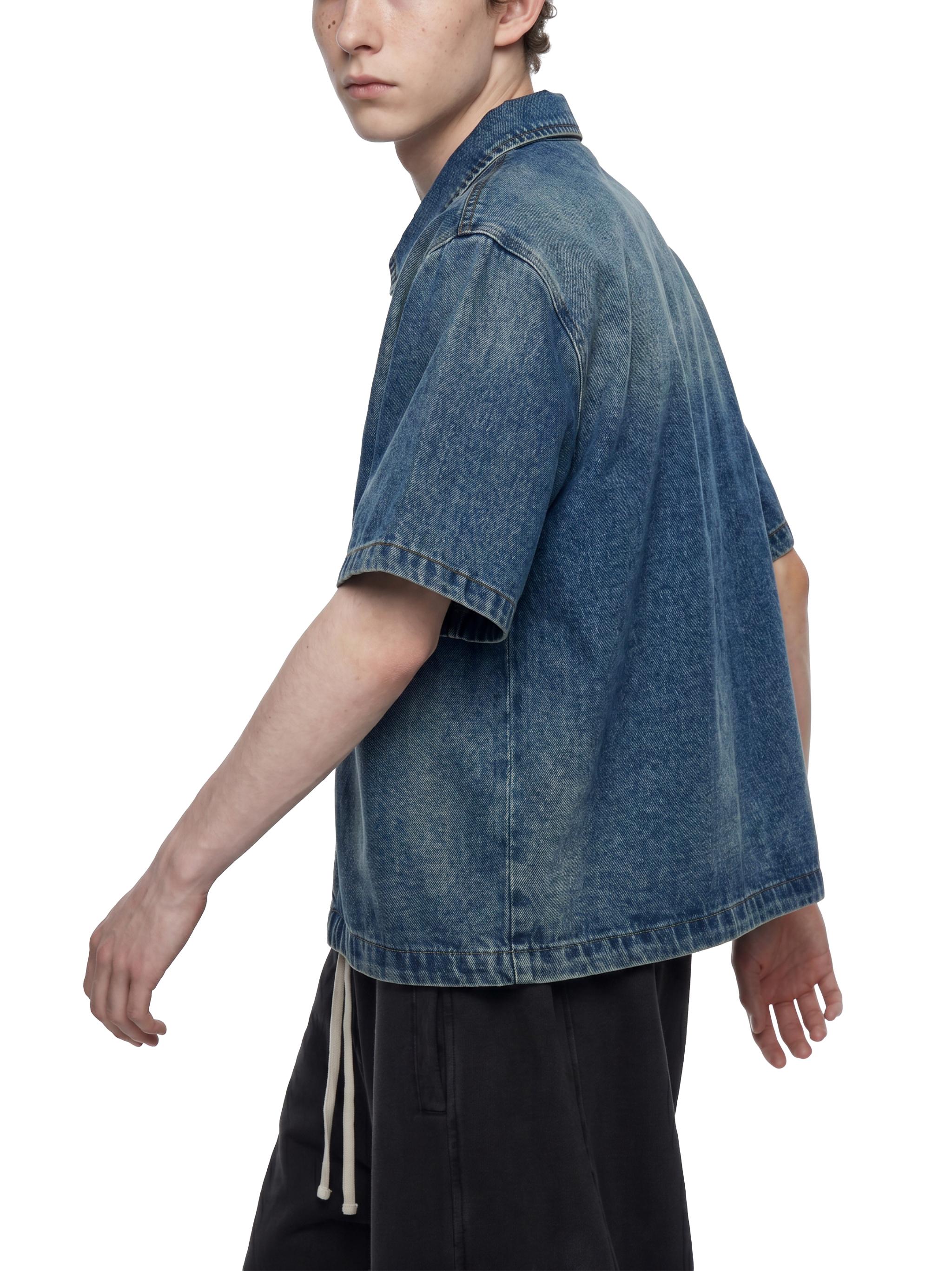 Unisex Vintage Washed Full-Zip Denim Shirt #UT0141 | TAPSTITCH
