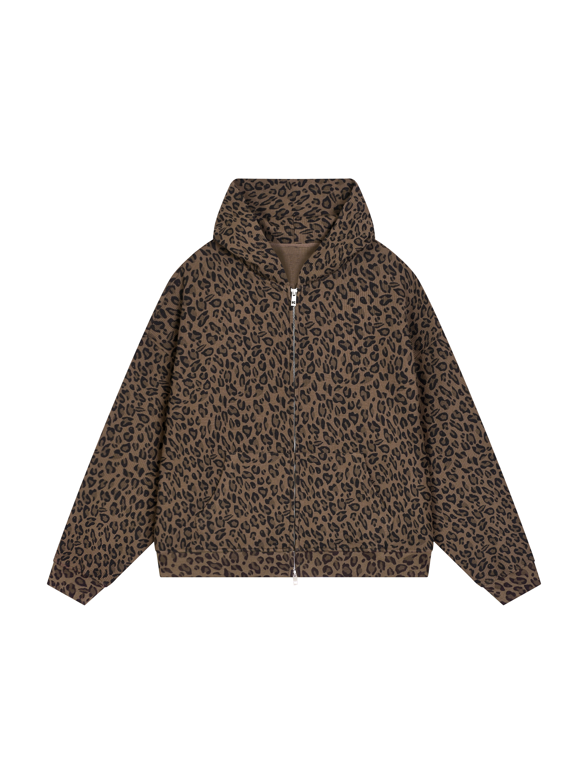 Unisex Leopard Print Waffle Full Zip Hoodie #UT0143 | TAPSTITCH