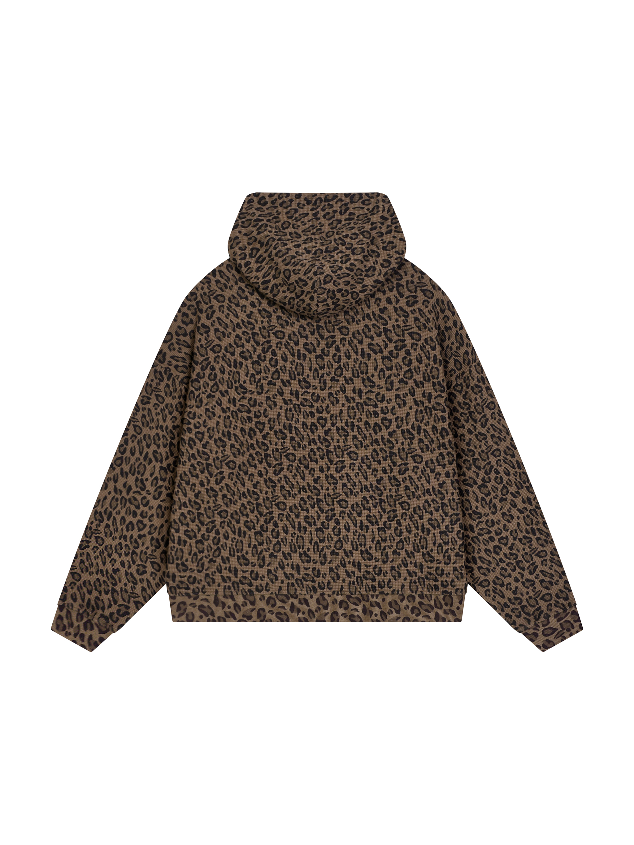 Unisex Leopard Print Waffle Full Zip Hoodie #UT0143 | TAPSTITCH