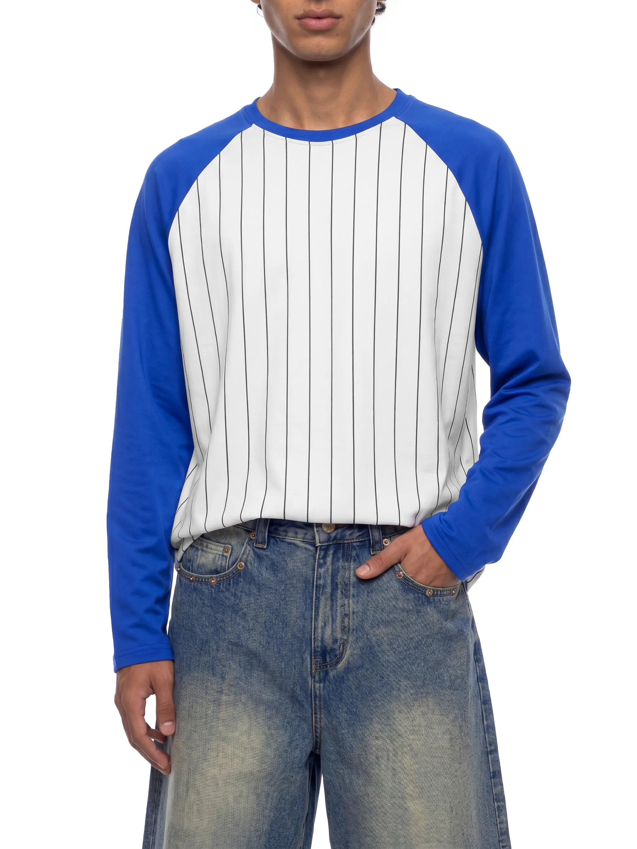 Unisex Striped Raglan Long Sleeve T-Shirt