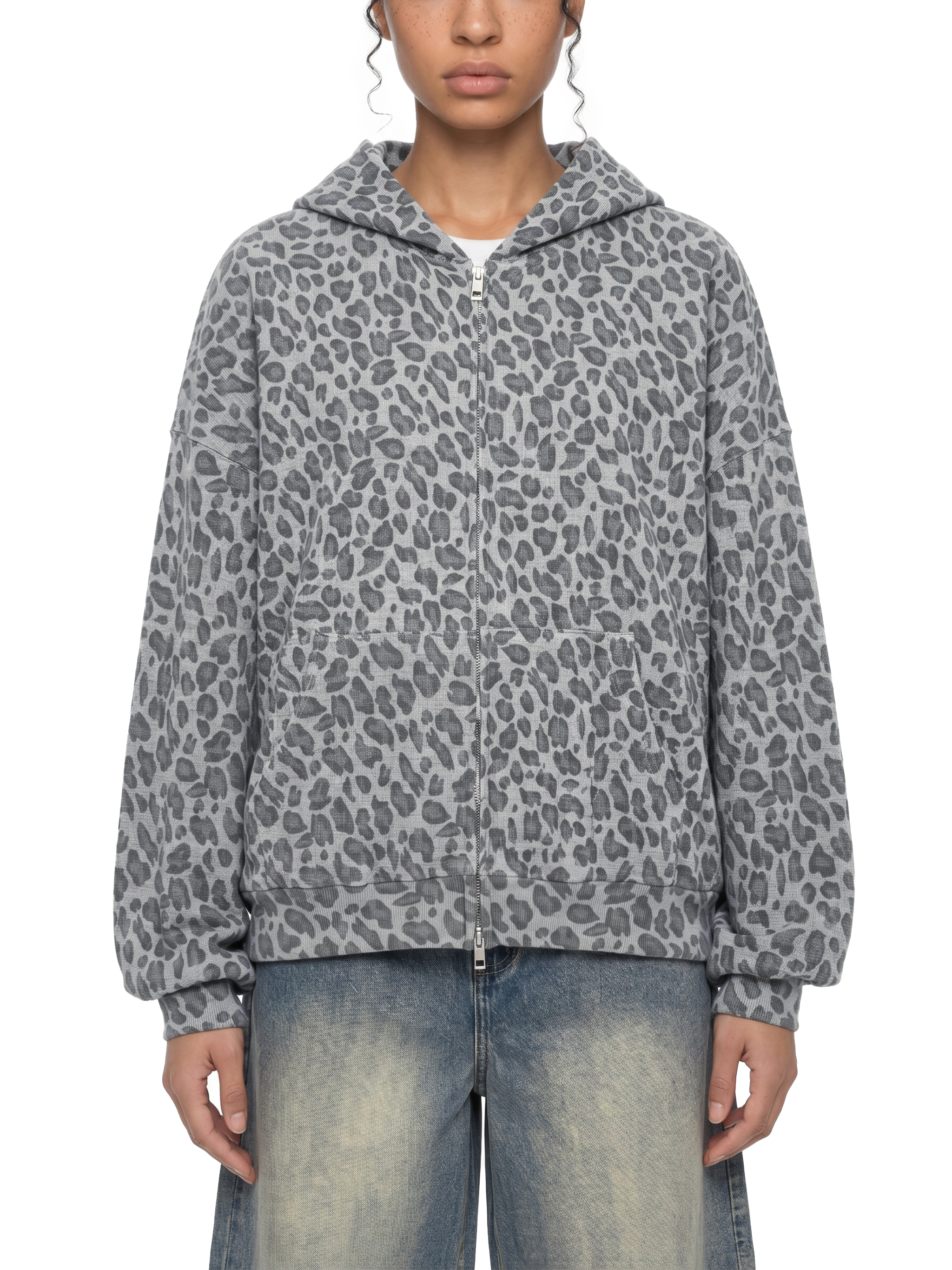 コレクション WaffleCampany Unisex Leopard Print Waffle Full Zip Hoodie #UT0143 | TAPSTITCH