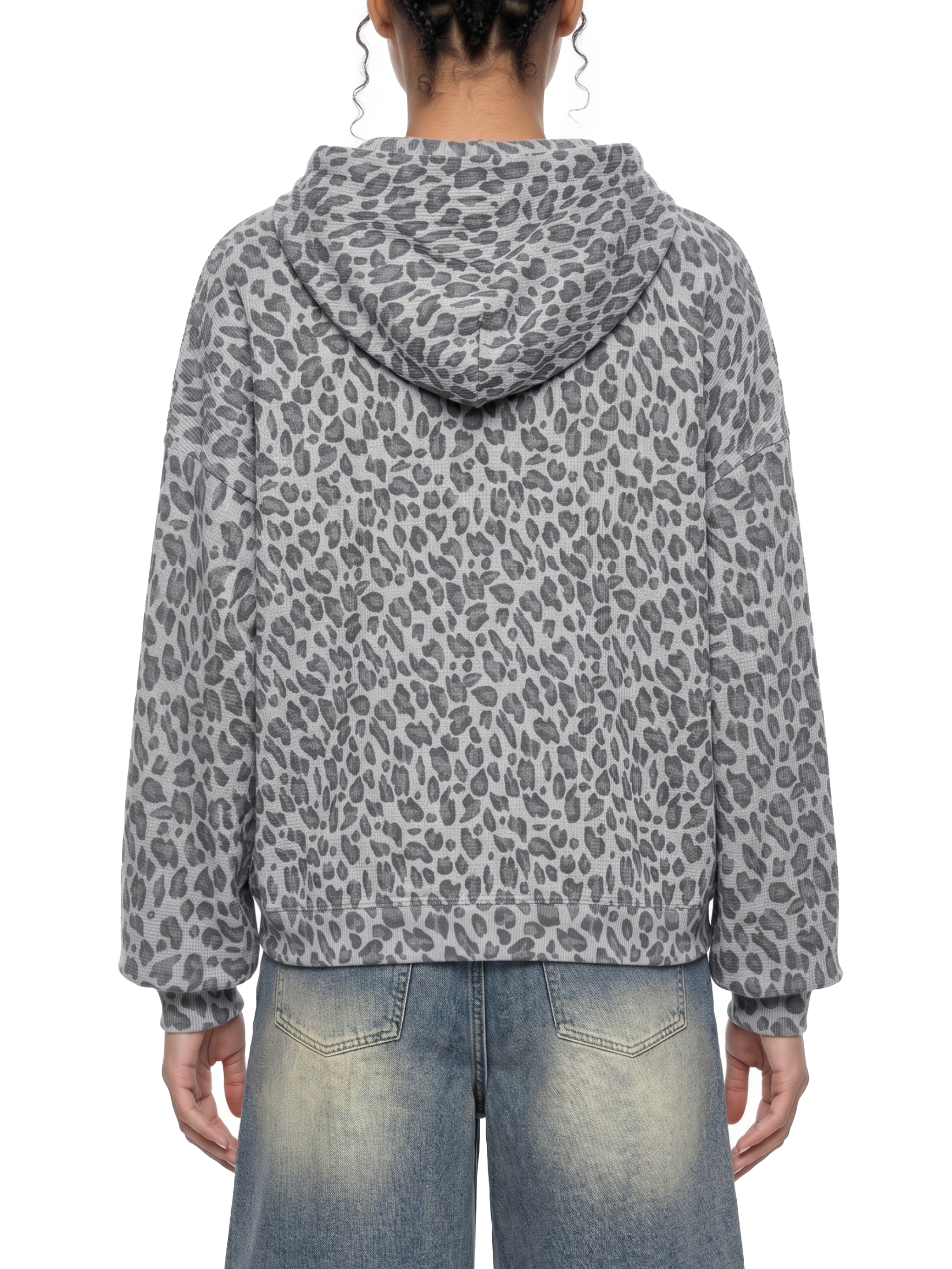 Unisex Leopard Print Waffle Full Zip Hoodie #UT0143 | TAPSTITCH
