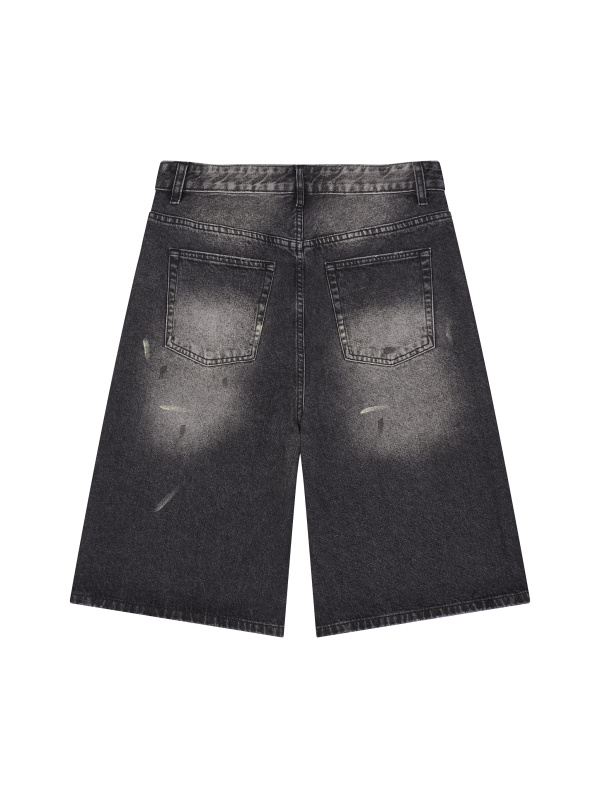 Men’s Vintage Wash Wide Leg Denim Shorts