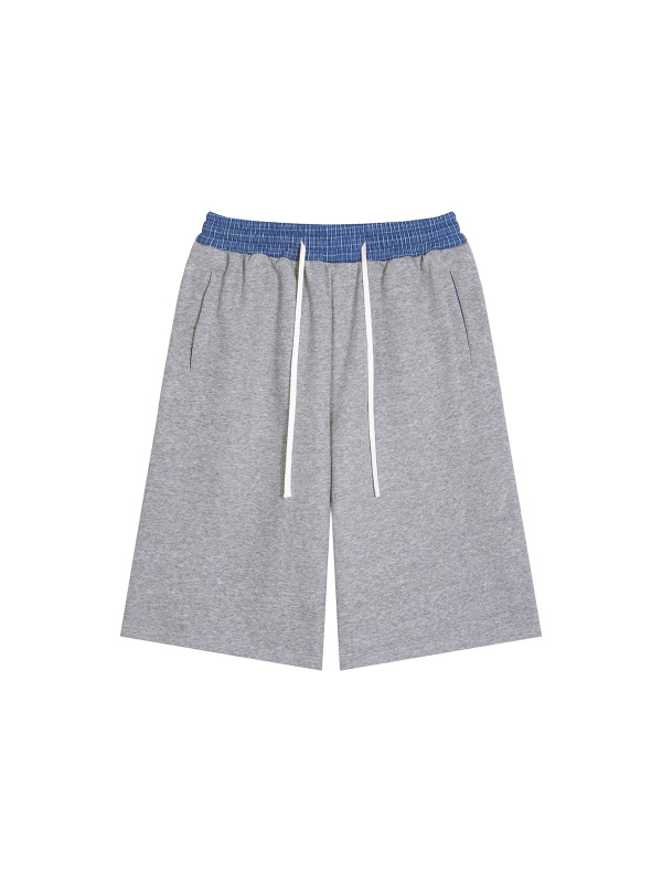 Unisex Plaid Waistband Shorts