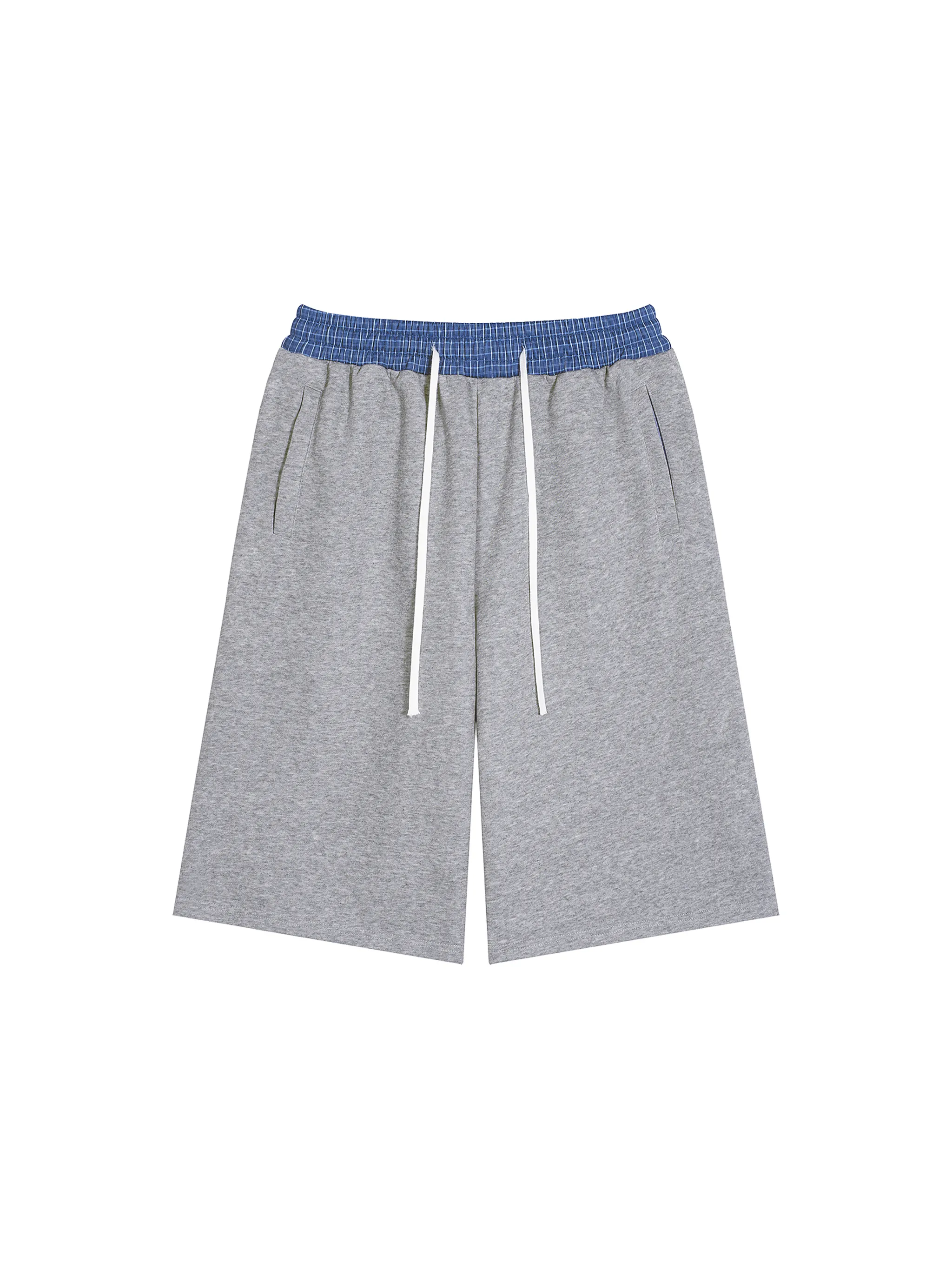 Unisex Plaid Waistband Shorts