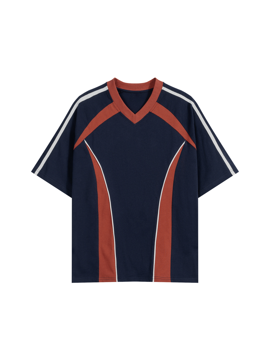 Unisex Color Block V-Neck T-Shirt - Main Image