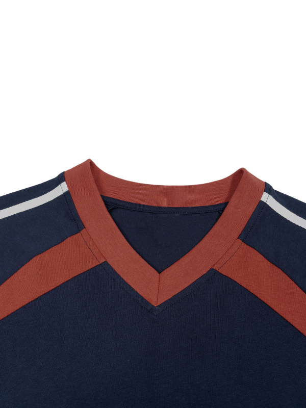 Unisex Color Block V-Neck T-Shirt