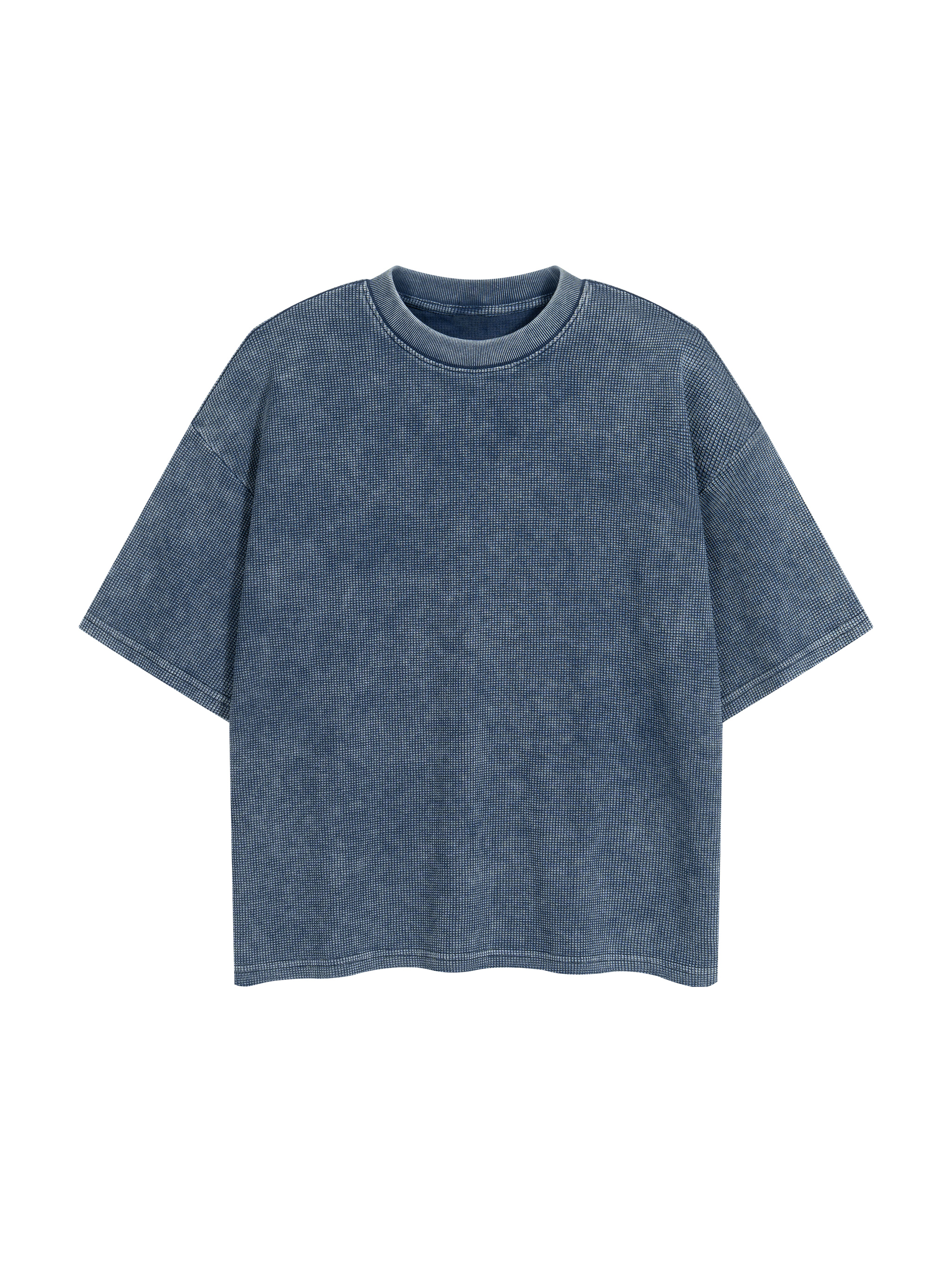 Textured Waffle Washed Boxy T-Shirt #RT0015 | TAPSTITCH