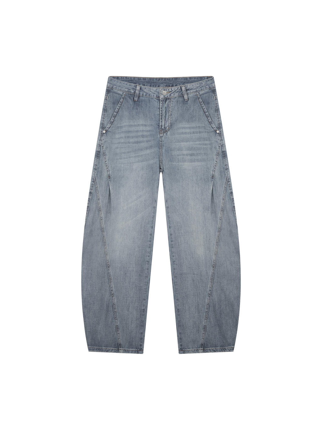 Men's Vintage Wash Barrel Leg Jeans - Main Image