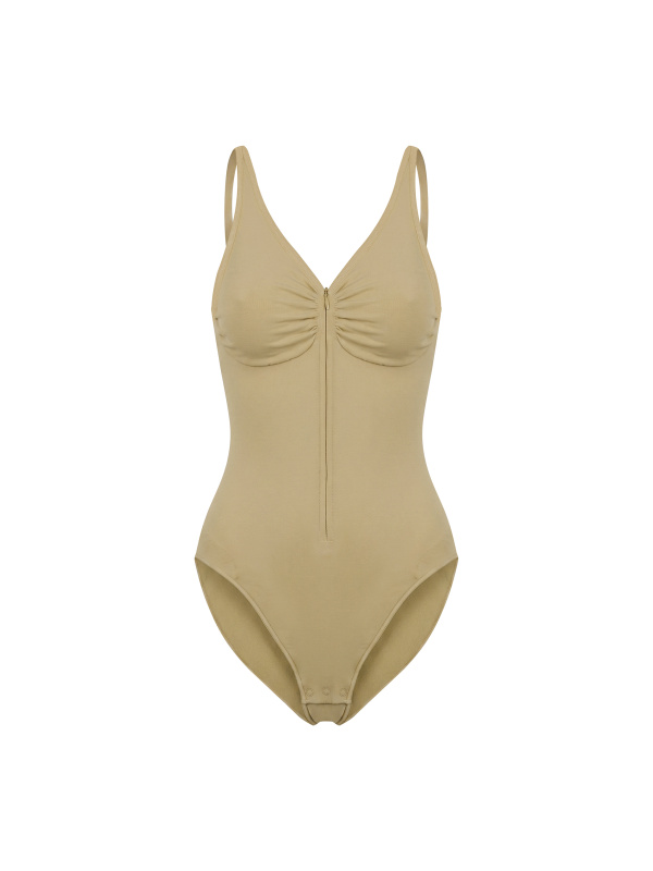 Women’s Full-Zip Ruched Bodysuit