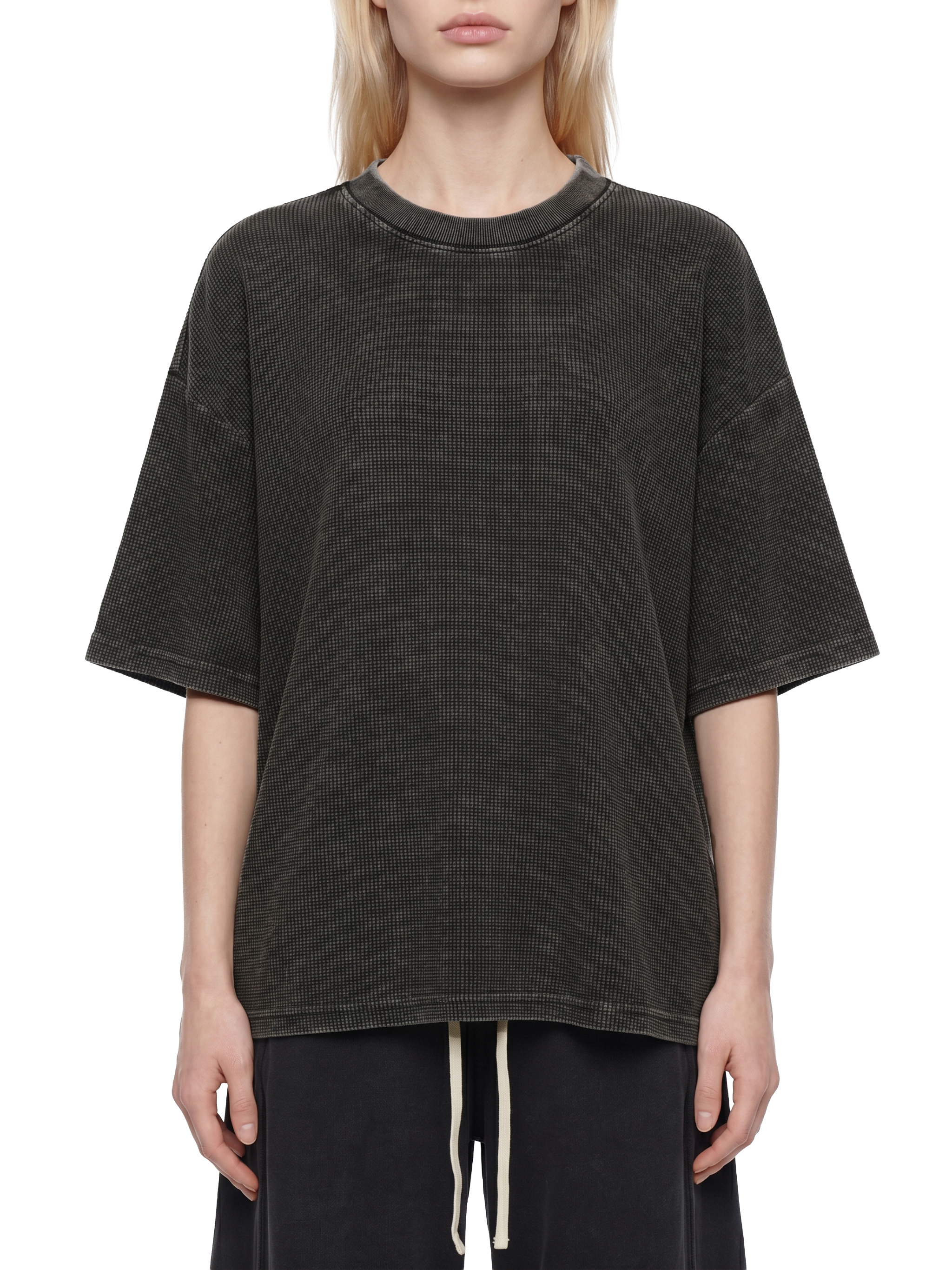 Textured Waffle Washed Boxy T-Shirt #RT0015 | TAPSTITCH