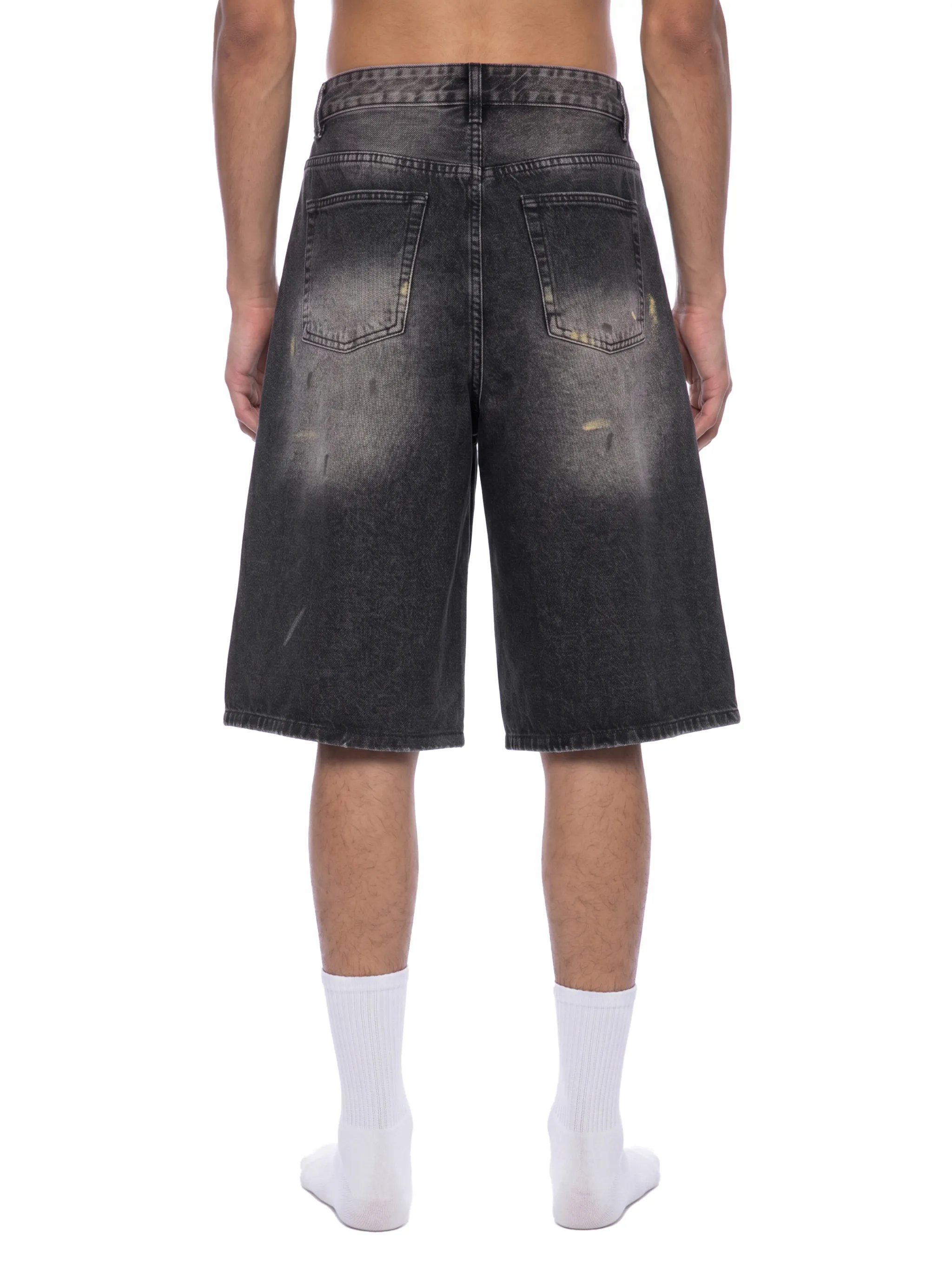 Men’s Vintage Wash Wide Leg Denim Shorts