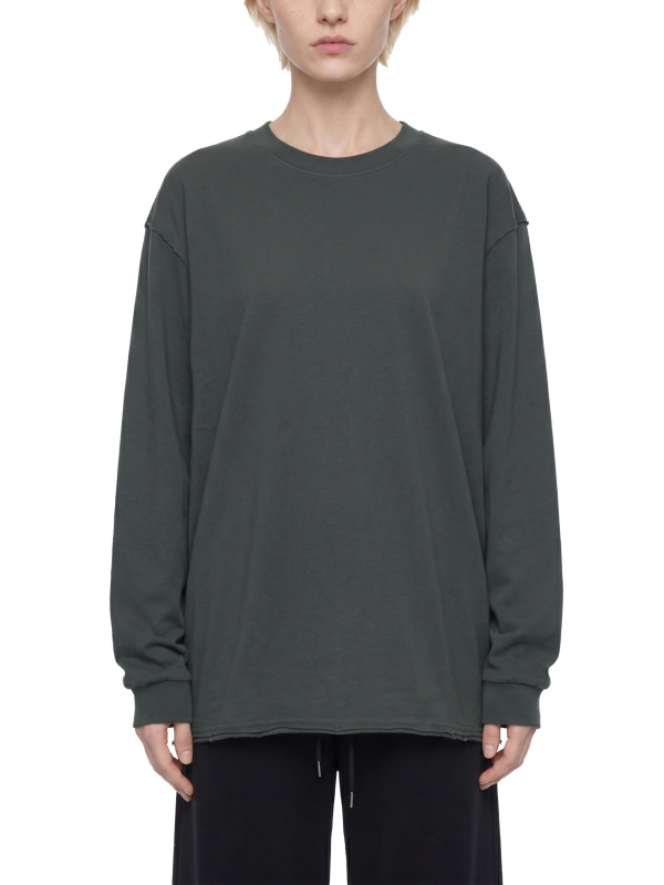 Unisex Raw Hem Long Sleeve T-Shirt