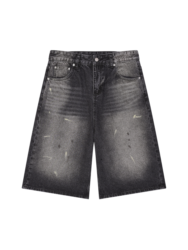 Men’s Vintage Wash Wide Leg Denim Shorts