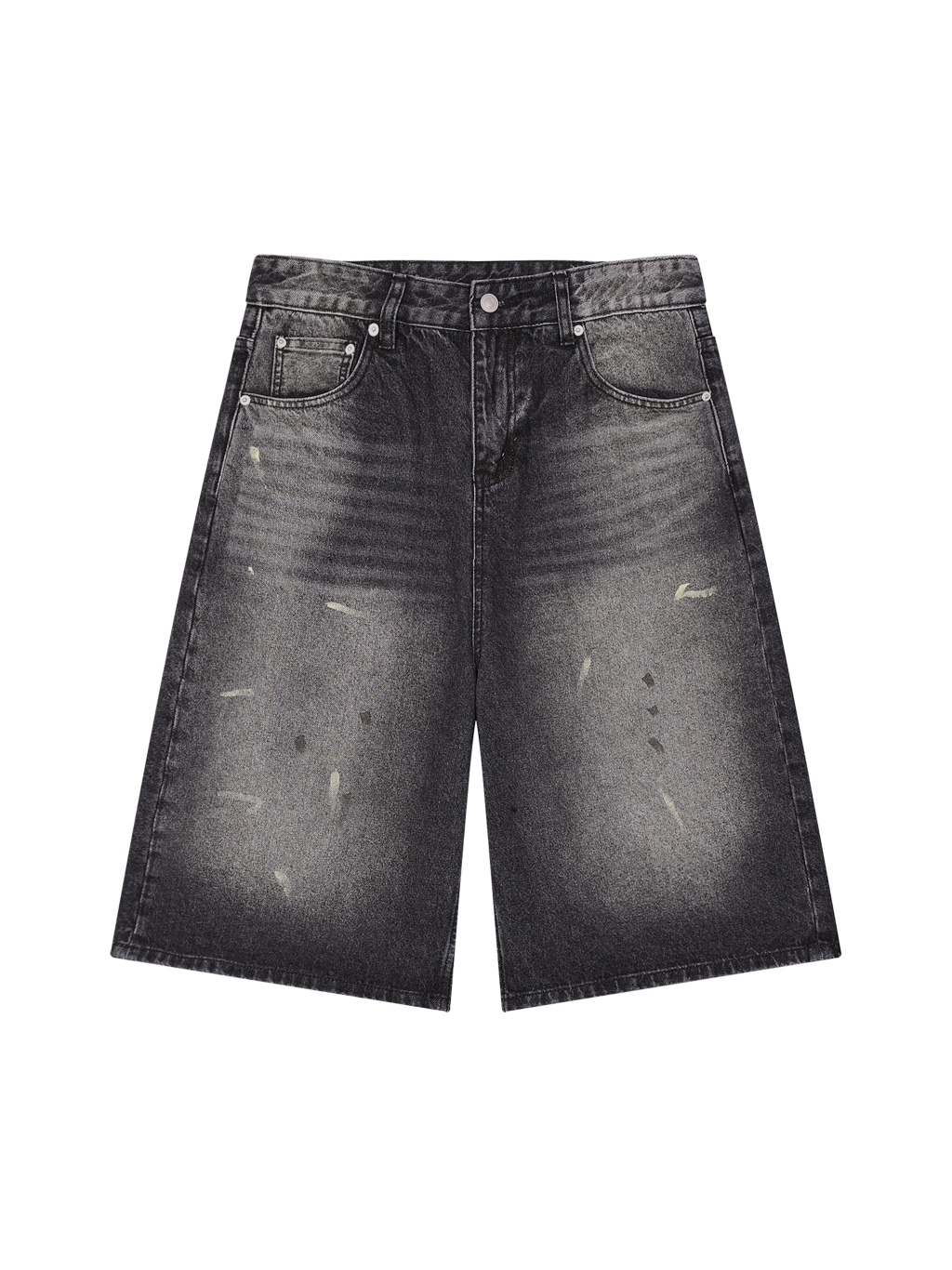 Men’s Vintage Wash Wide Leg Denim Shorts - Main Image