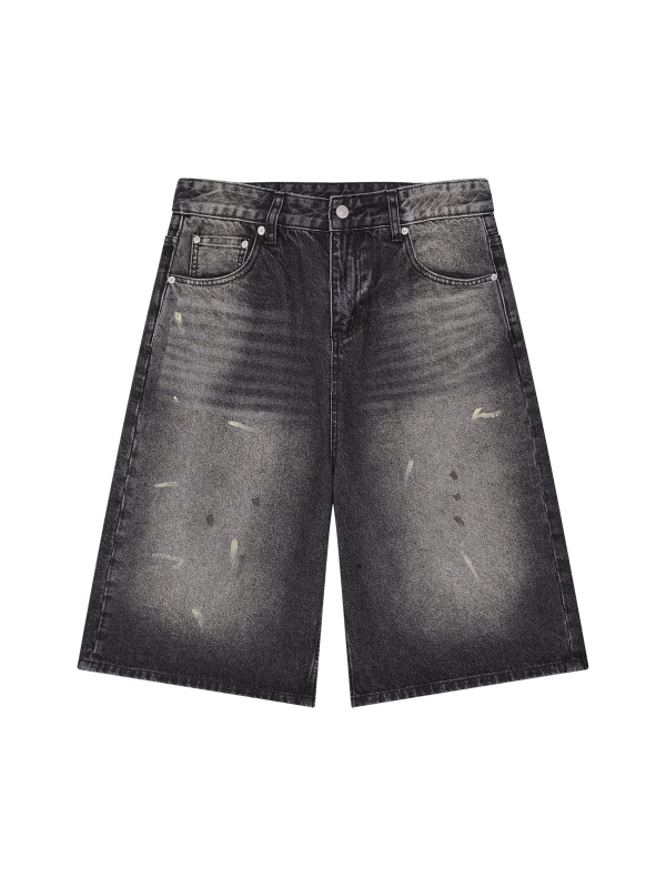 Men’s Vintage Wash Wide Leg Denim Shorts