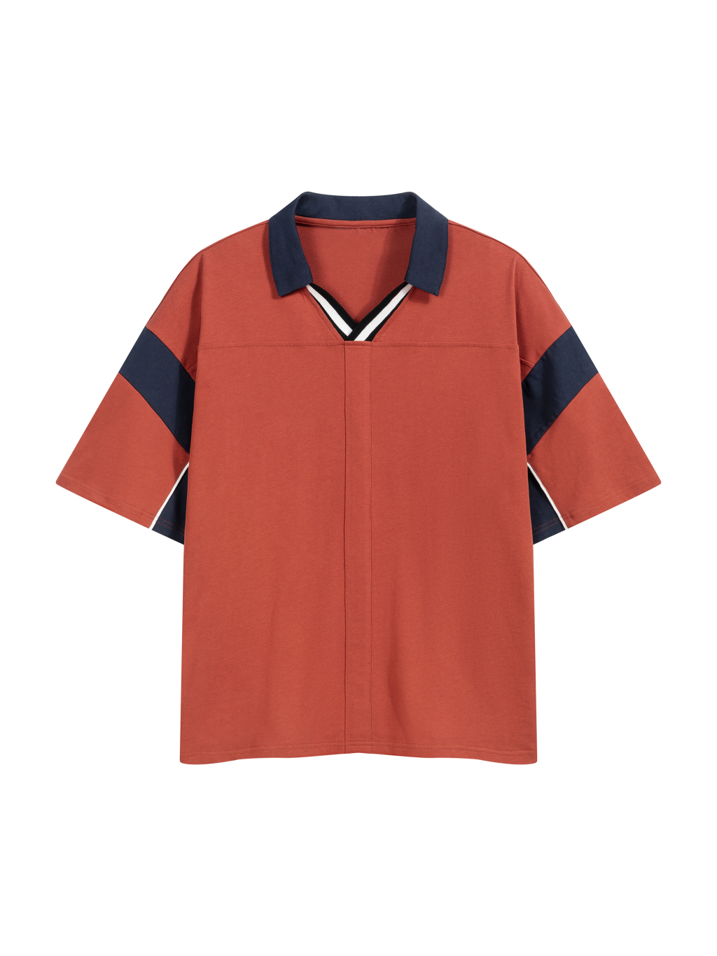 Unisex Boxy Color Block Polo Shirt - Main Image