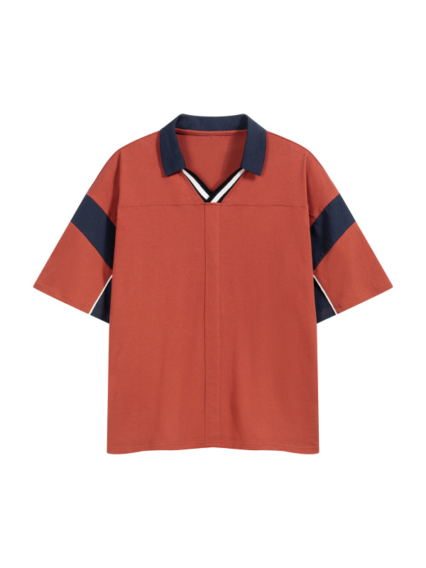 Unisex Boxy Color Block Polo Shirt