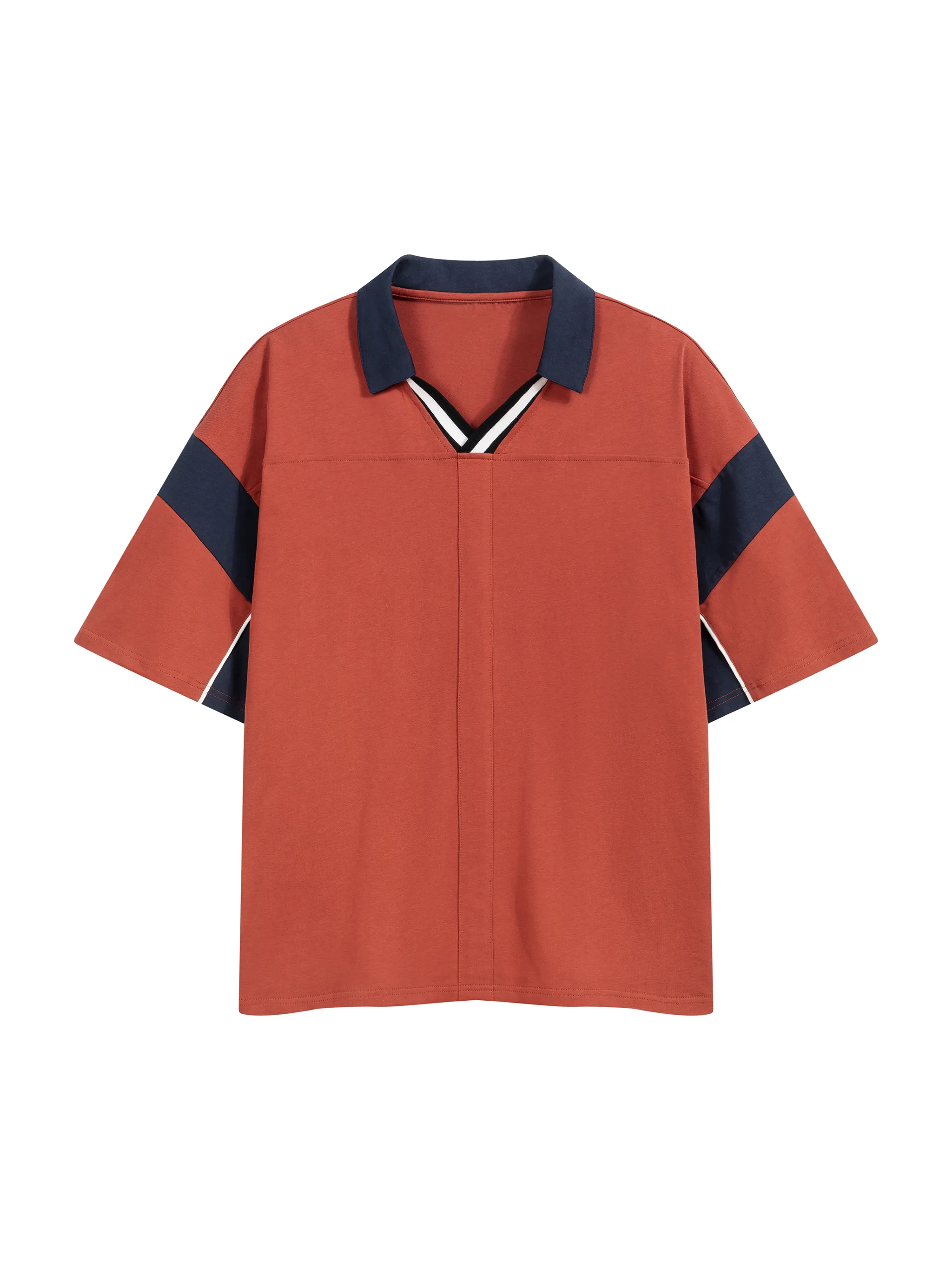 Unisex Boxy Color Block Polo Shirt - Main Image