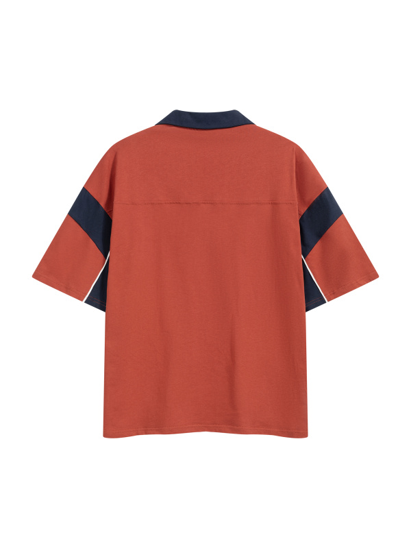 Unisex Boxy Color Block Polo Shirt