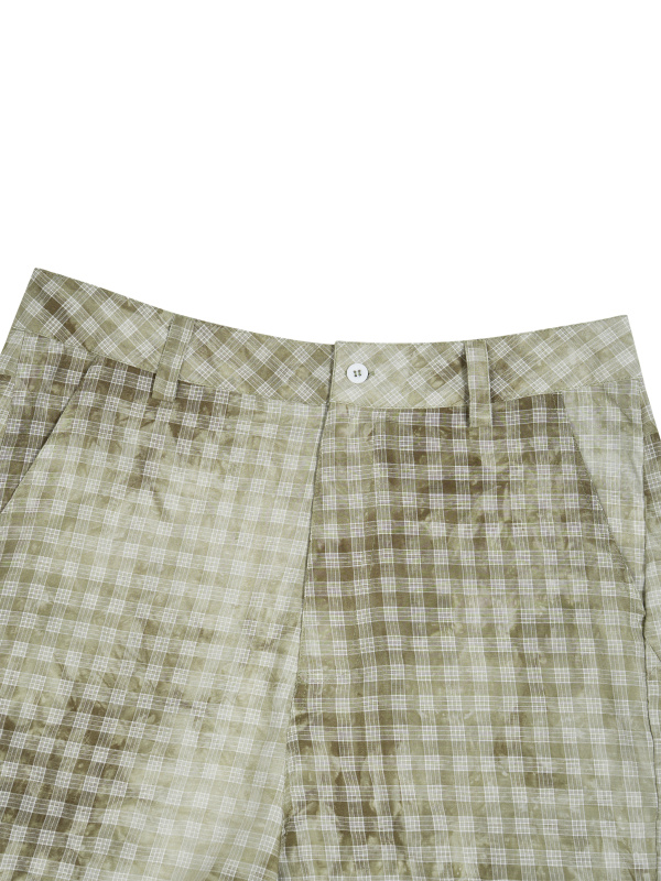 Unisex Vintage Wash Plaid Shorts