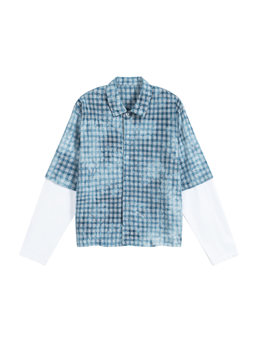 Unisex Vintage Wash Plaid Short Sleeve Shirt - Main Image