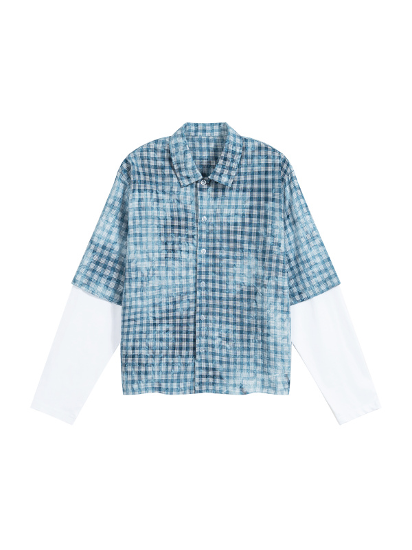 Unisex Vintage Wash Plaid Short Sleeve Shirt
