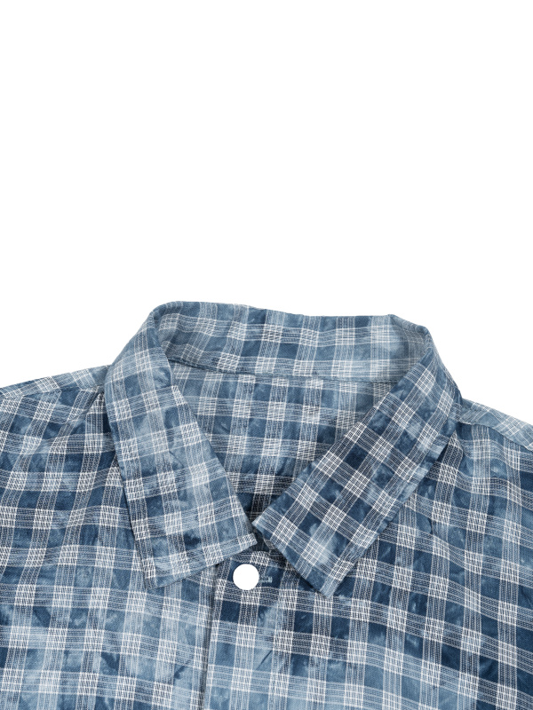 Unisex Vintage Wash Plaid Short Sleeve Shirt