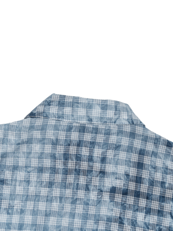 Unisex Vintage Wash Plaid Short Sleeve Shirt