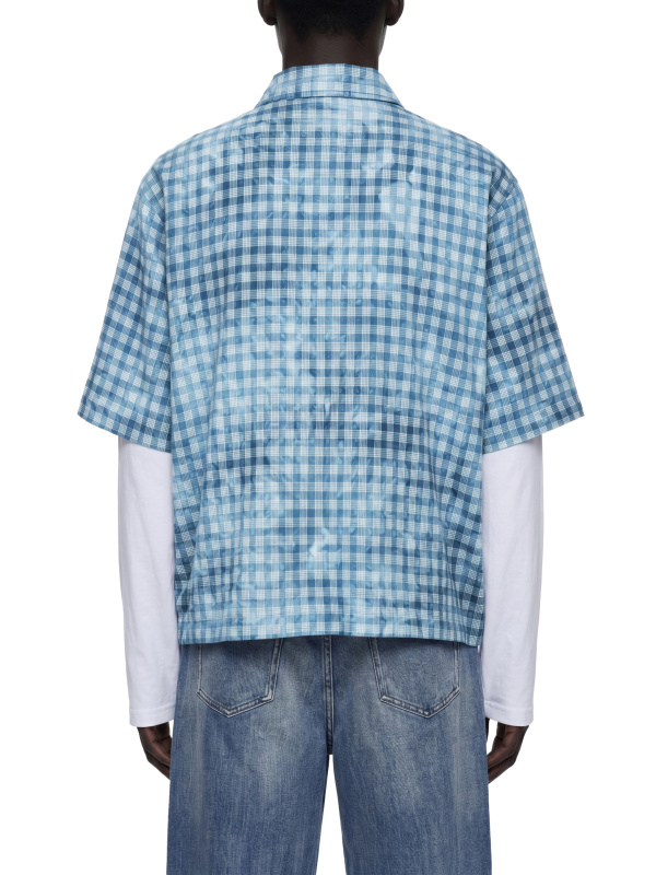 Unisex Vintage Wash Plaid Short Sleeve Shirt