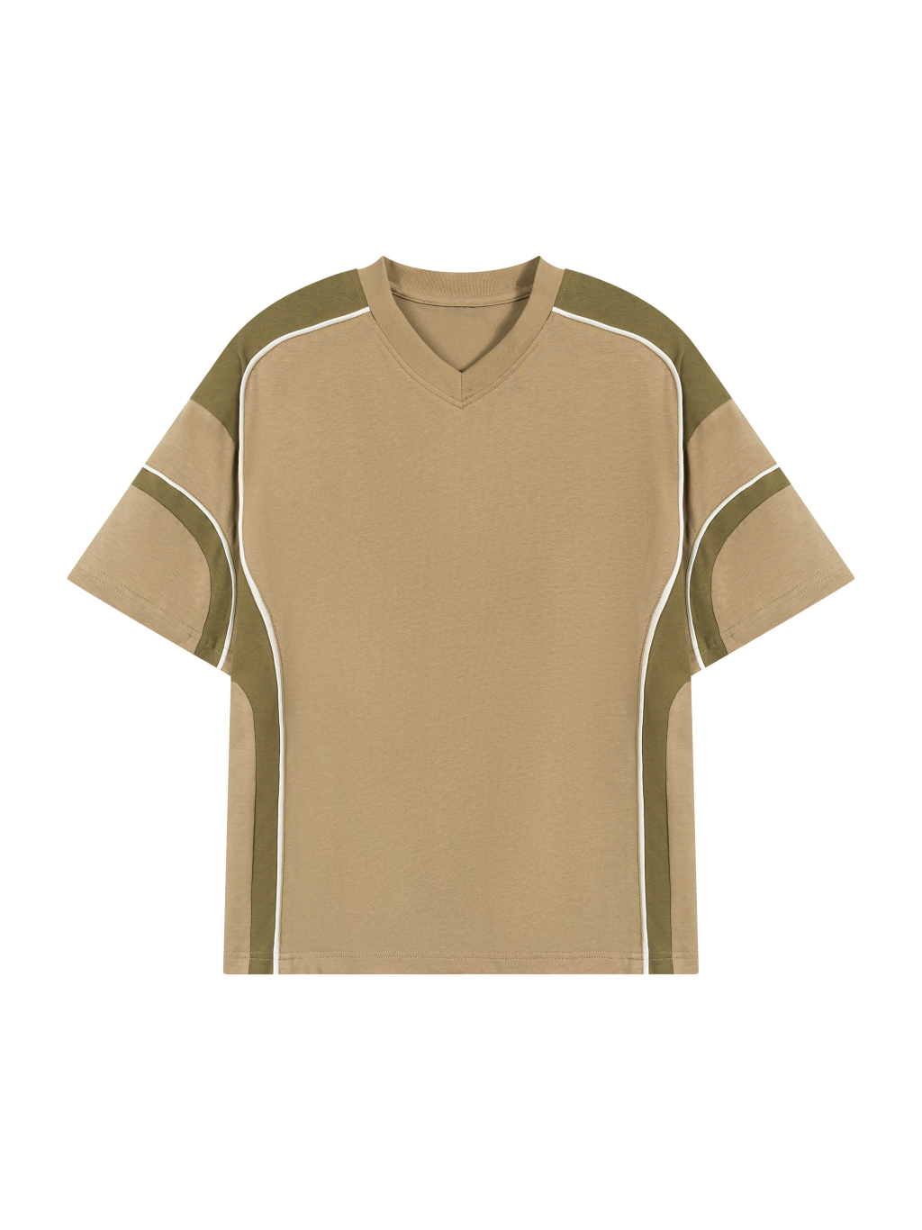 Unisex Color Block V-Neck T-Shirt - Main Image
