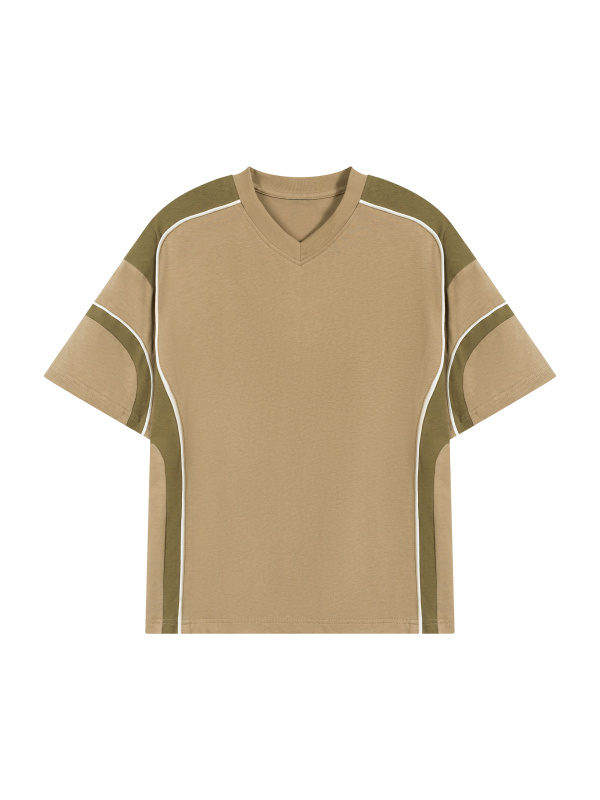 Unisex Color Block V-Neck T-Shirt