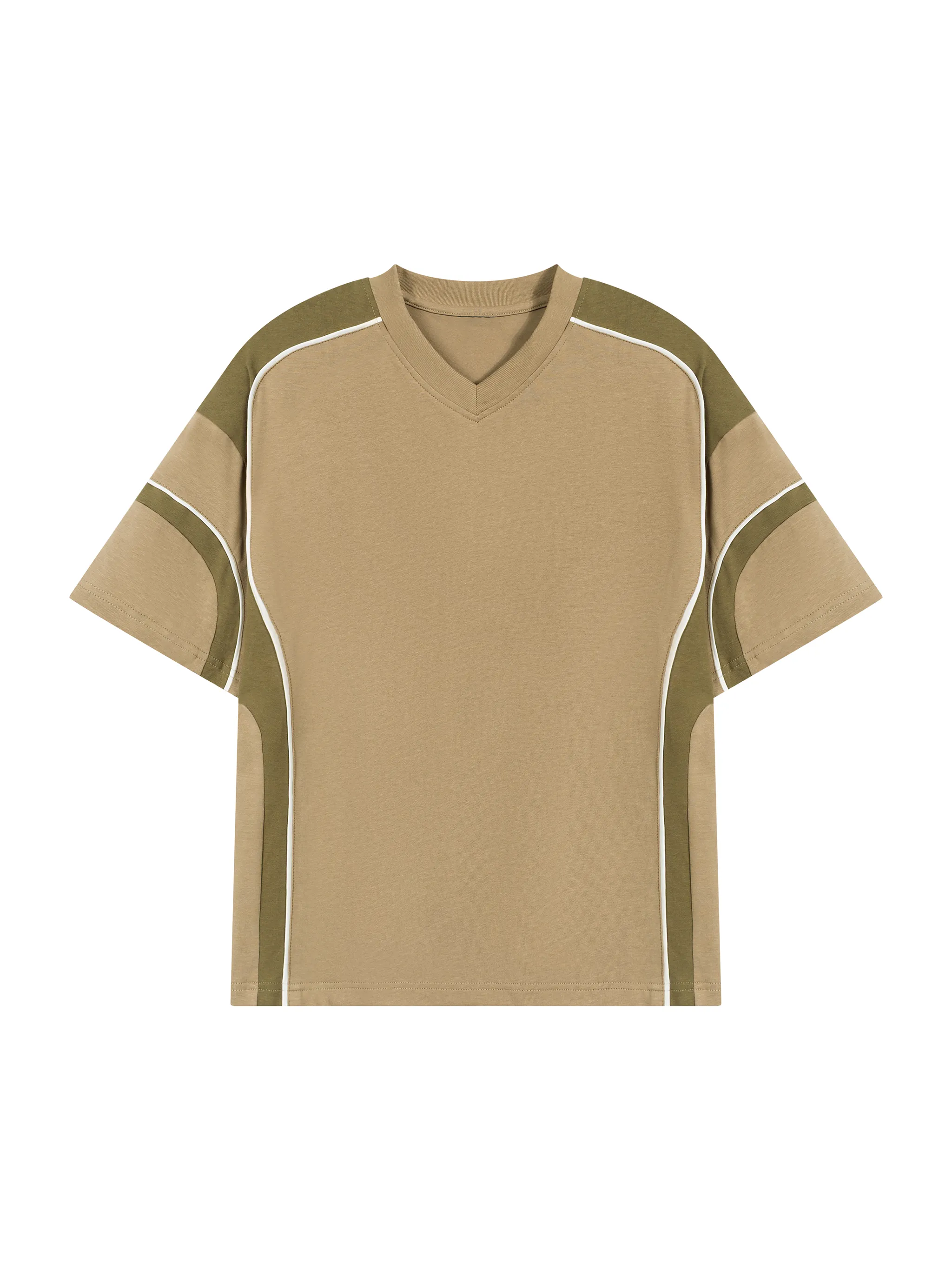 Unisex Color Block V-Neck T-Shirt - Main Image