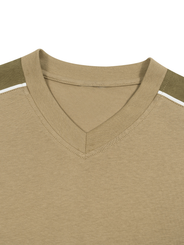 Unisex Color Block V-Neck T-Shirt